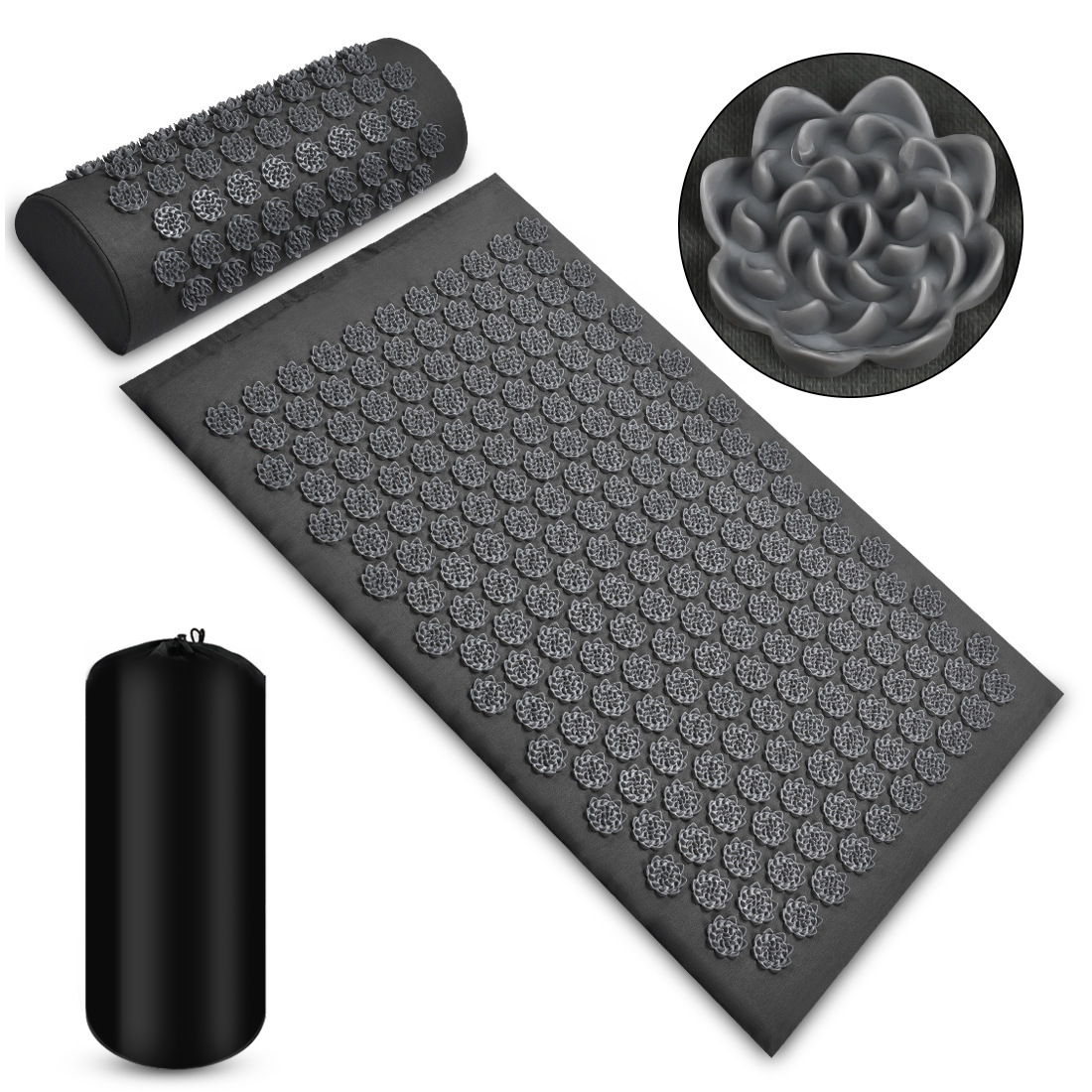 Acupressure Massage Mat With Needles Set Back Massager For Neck Foot Kuznetsov's Applicator Massage Pad Yoga Mat With Pillow - Image 10