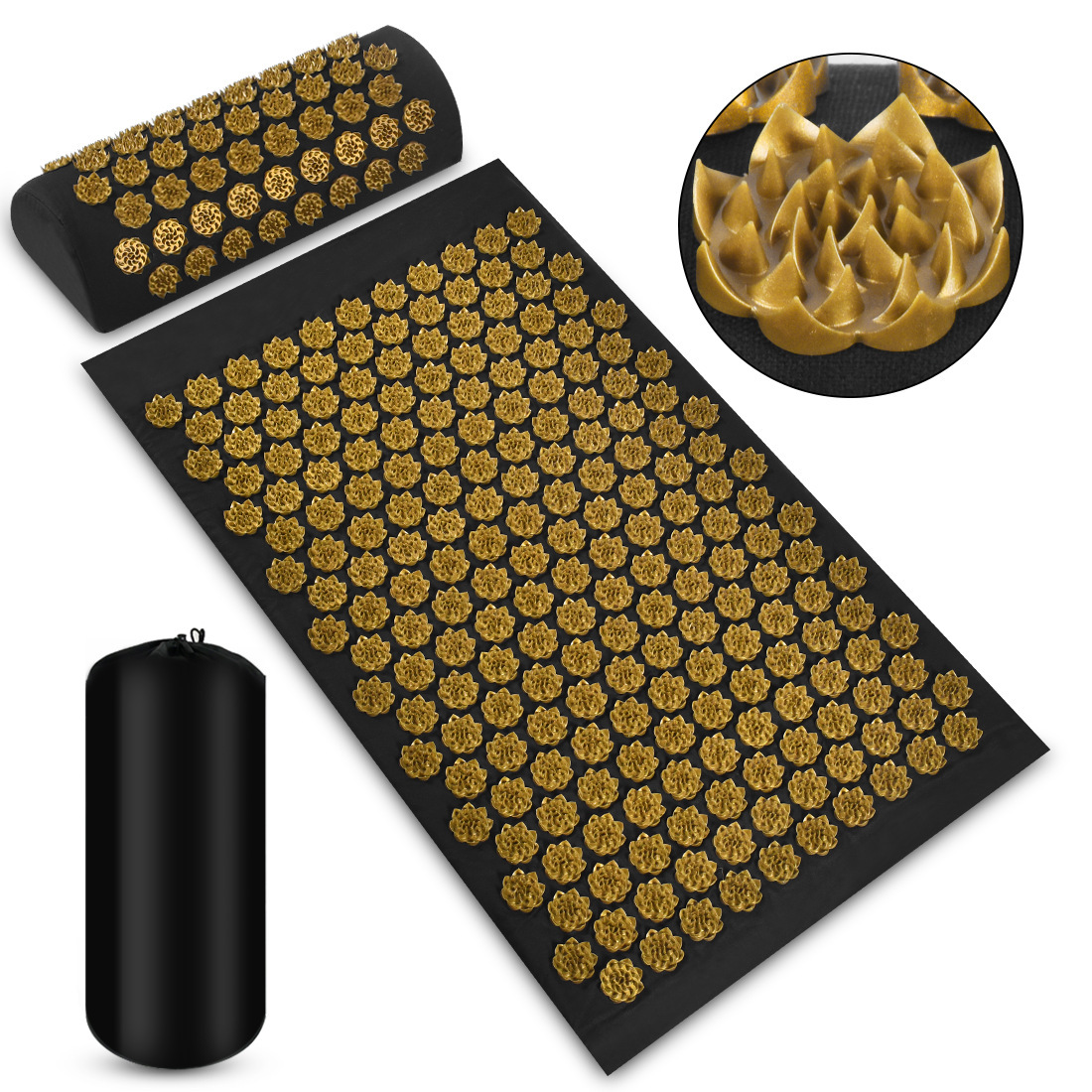 Acupressure Massage Mat With Needles Set Back Massager For Neck Foot Kuznetsov's Applicator Massage Pad Yoga Mat With Pillow - Image 6