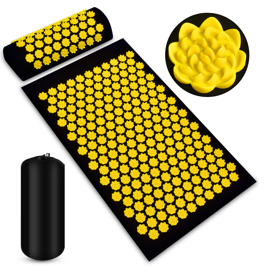 Acupressure Massage Mat With Needles Set Back Massager For Neck Foot Kuznetsov's Applicator Massage Pad Yoga Mat With Pillow - Image 8