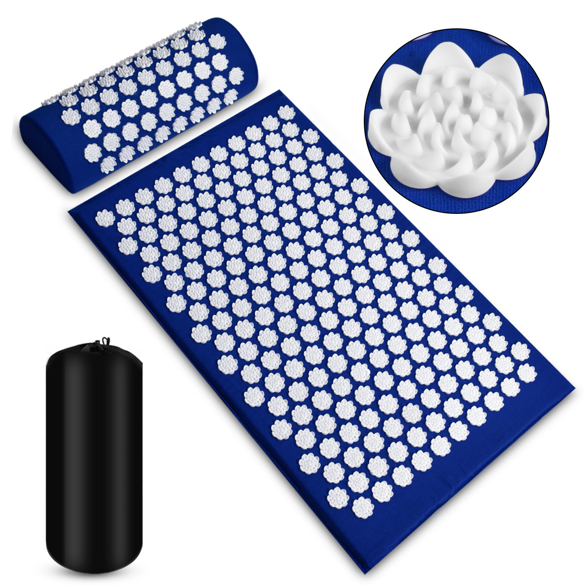 Acupressure Massage Mat With Needles Set Back Massager For Neck Foot Kuznetsov's Applicator Massage Pad Yoga Mat With Pillow - Image 5