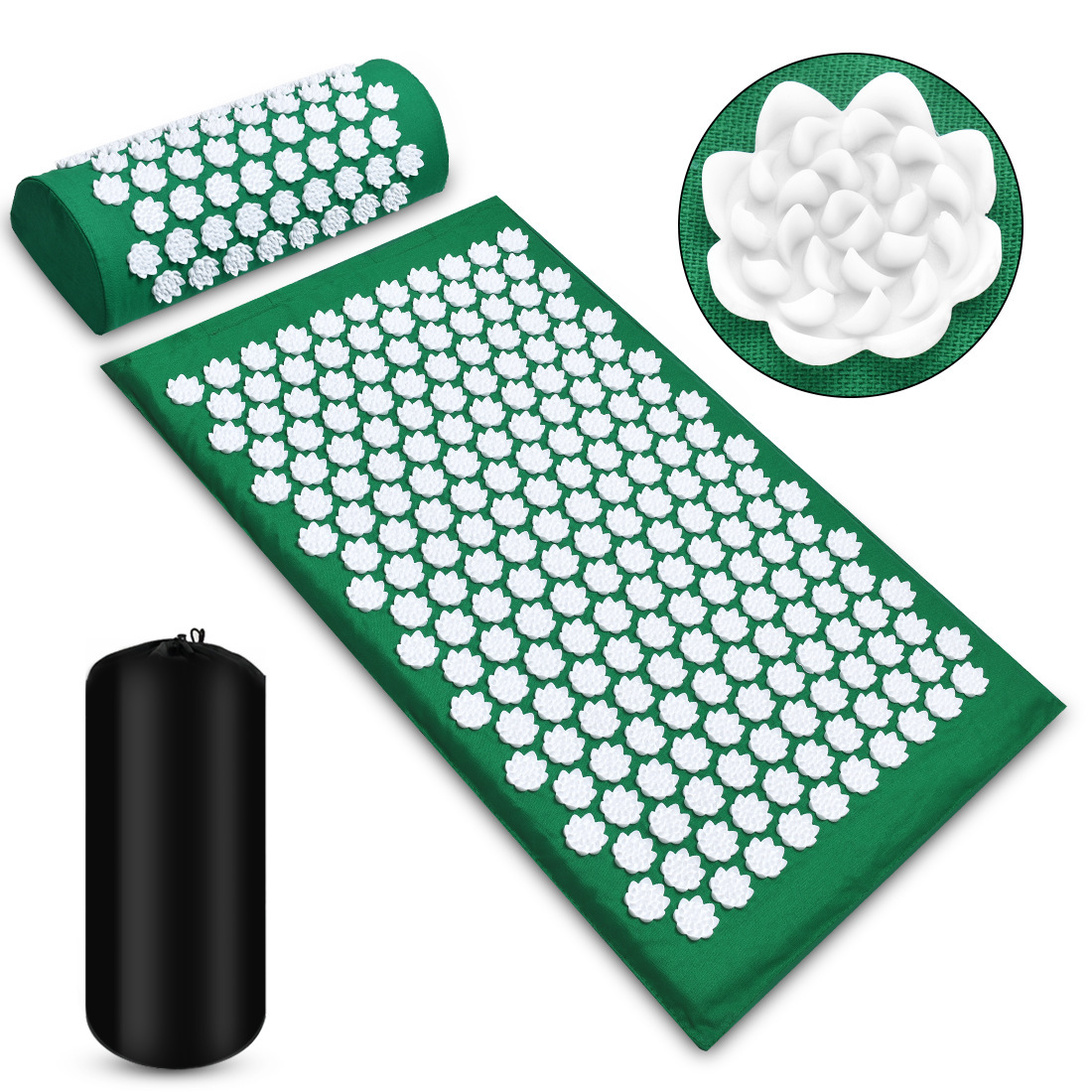 Acupressure Massage Mat With Needles Set Back Massager For Neck Foot Kuznetsov's Applicator Massage Pad Yoga Mat With Pillow - Image 9