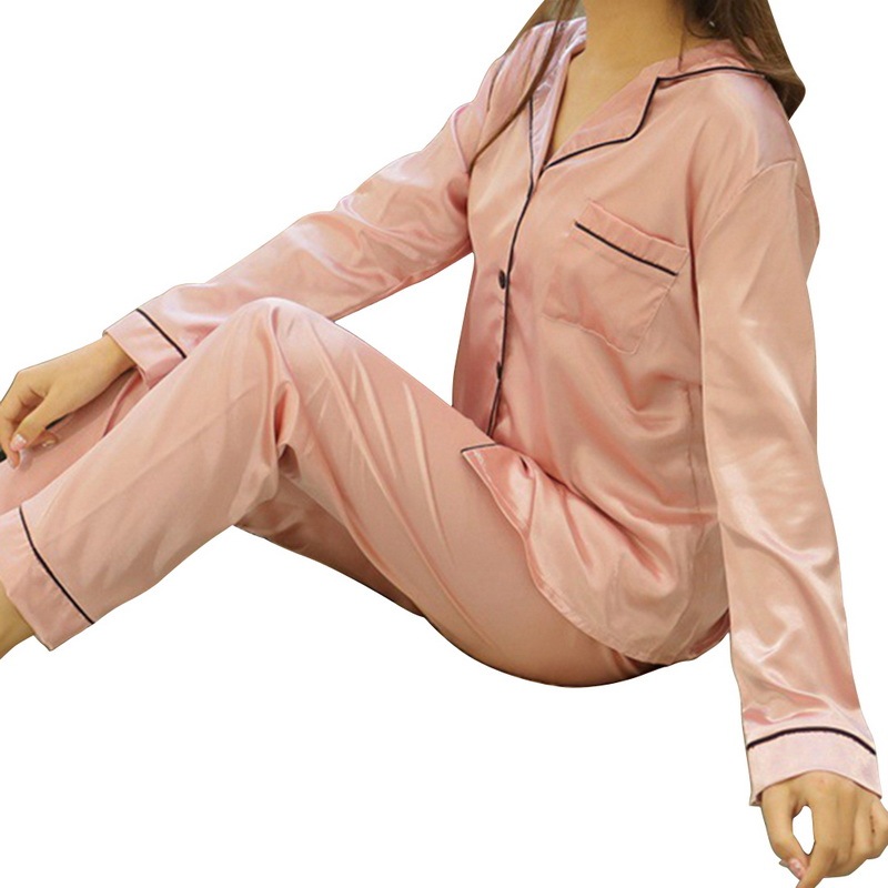 Women's Ice Silk Long Sleeve Home Pajama Set - Image 10