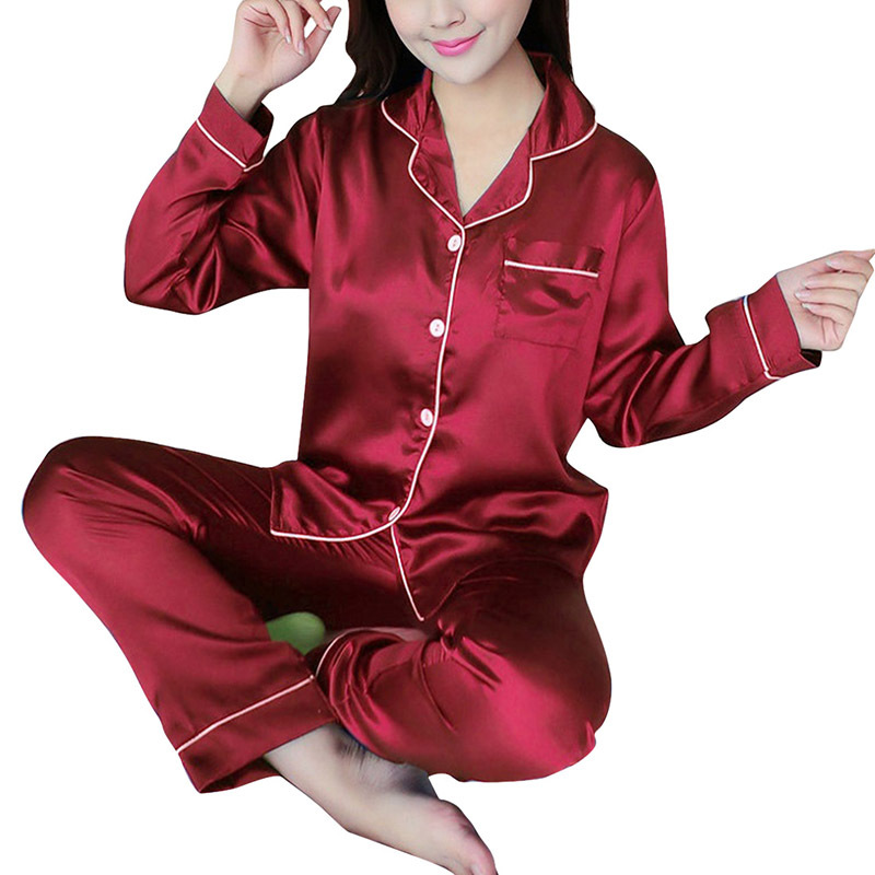 Women's Ice Silk Long Sleeve Home Pajama Set - Image 5