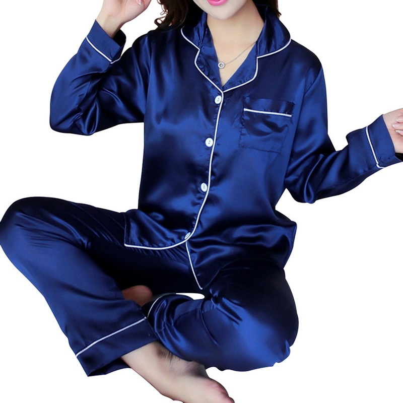 Women's Ice Silk Long Sleeve Home Pajama Set - Image 4