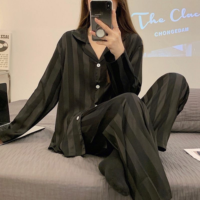 Women's Ice Silk Long Sleeve Home Pajama Set - Image 6