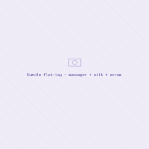 Bundle flat-lay - massager + silk + serum (placeholder — replace with real photo)